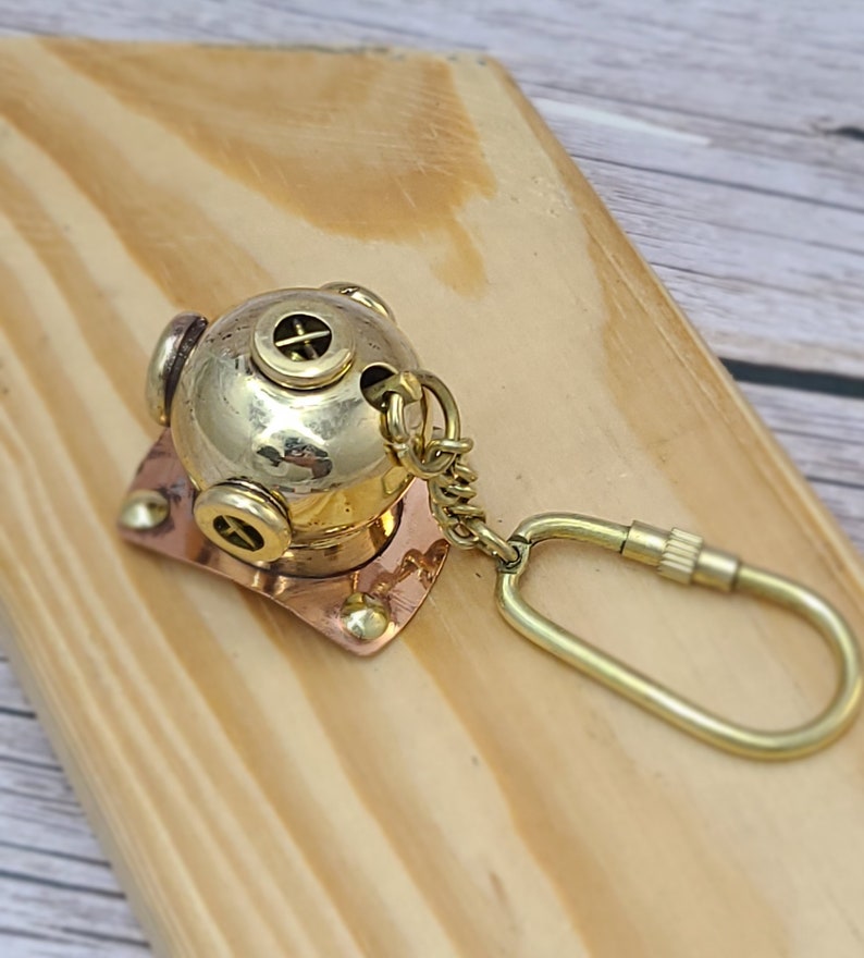 Divers Helmet, Scuba Diving, Scuba Diver Gift, Helmet Keychain Diving Helmet, Nautical Keyring, Vintage Keychain, Brass Key Chain image 8