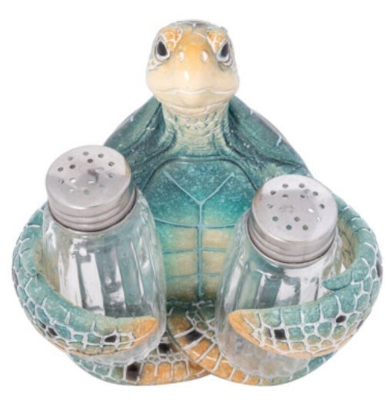 Turtle Salt and Pepper Shakers, Turtle Kitchen Decor, Turtle Salt and Pepper Holders, Turtle Salt and Pepper Set image 3