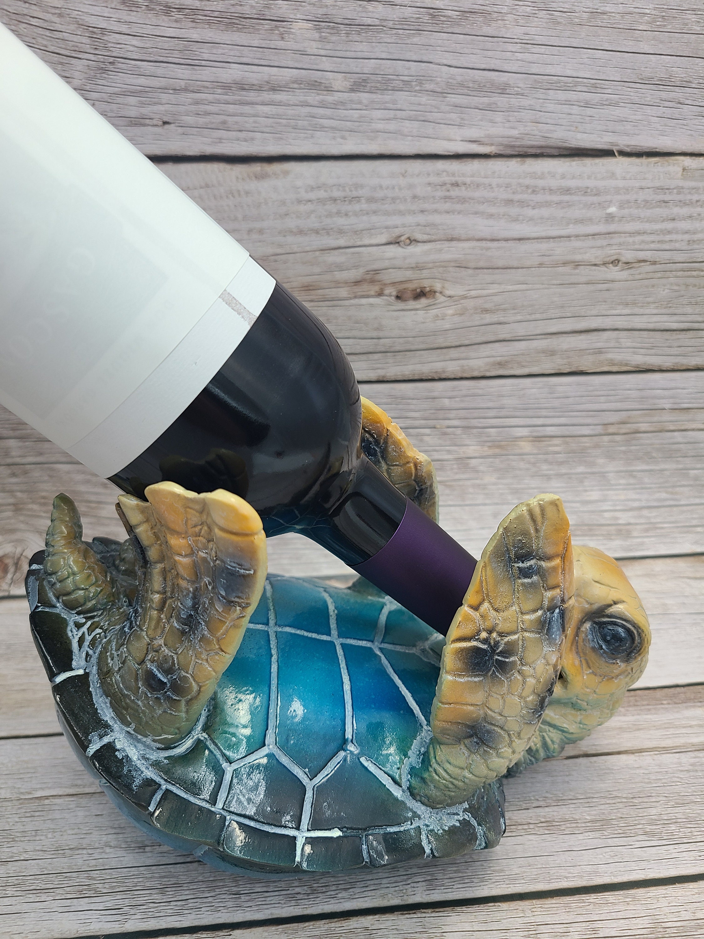 Sea Turtle Bottle Holder Turtle Figurine Blue Turtle Wine Bottle