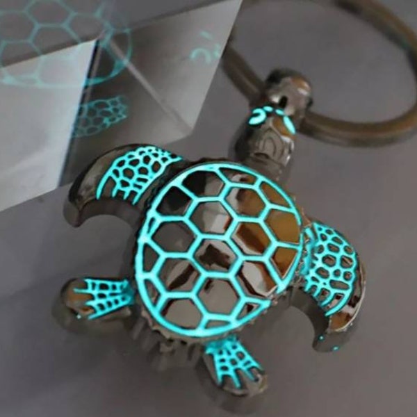 Turtle Keychain, Sea Turtle Keychain, Glow in the Dark Keychain, Glow in the Dark Jewelry, Glow in the Dark Turtle Keychain