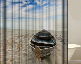 Sailboat Shower Curtain, Beach Shower Curtain, Bright Shower Curtain, Beach Curtain for Shower, Beach Bathroom Decor