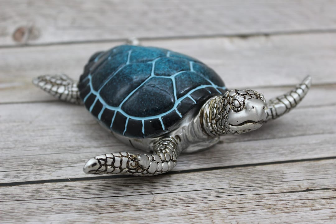 Sea Turtle Storage Box, Turtle Figurine, Sea Turtle Box, Sea Turtle