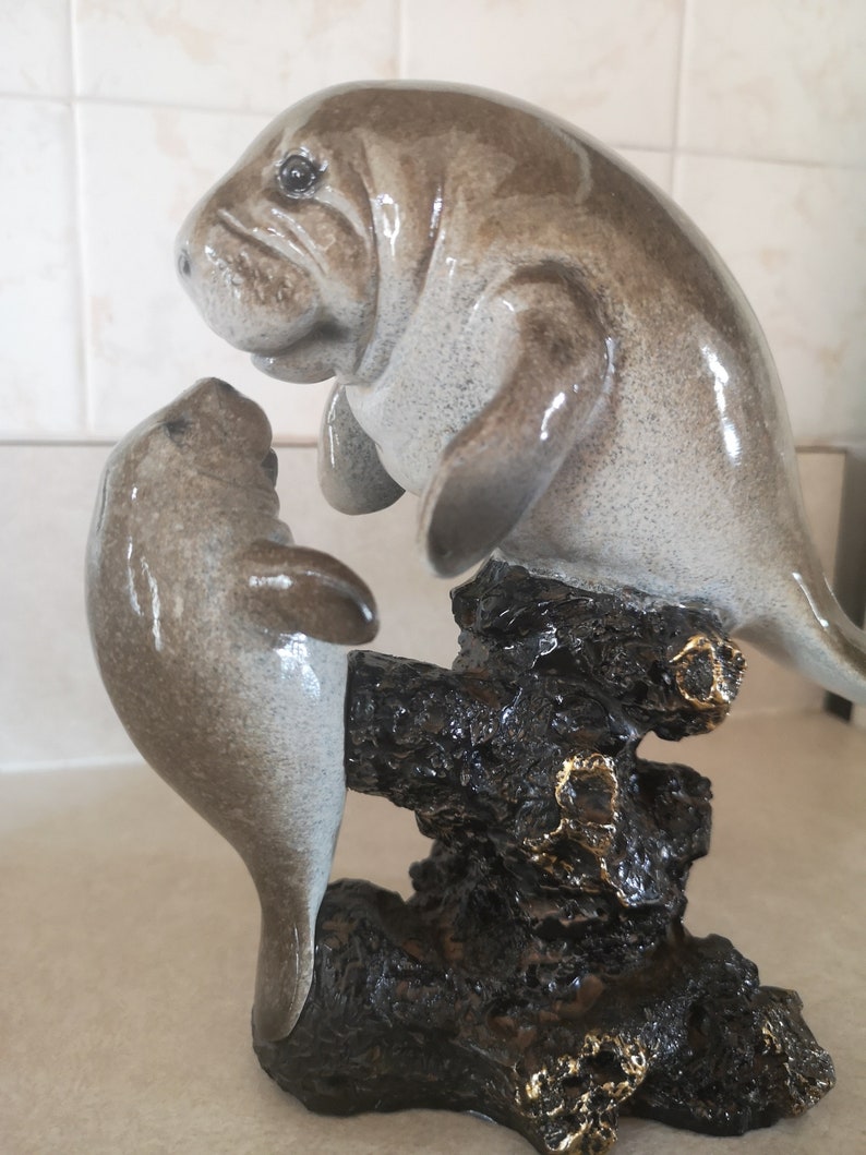 Manatee Figurine Manatee Figure Nautical Grey Statue | Etsy