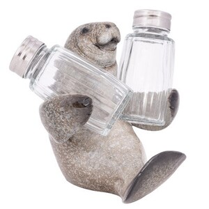 Manatee Salt and Pepper Holder, Kitchen Decor Figurine, Manatee Salt