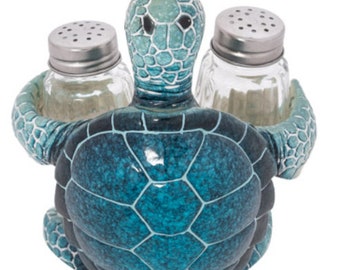 Turtle Salt and Pepper Shakers,  Turtle Kitchen Decor, Turtle Salt and Pepper Holders, Turtle Salt and Pepper Set