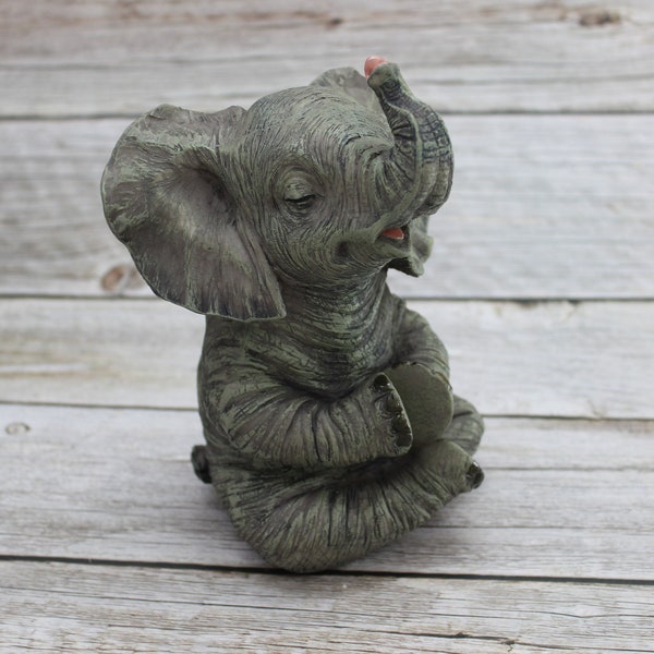 Meditating Elephant Figurine, Elephant Yoga, Elephant Gift, Elephant Figurine, Meditating Figurine