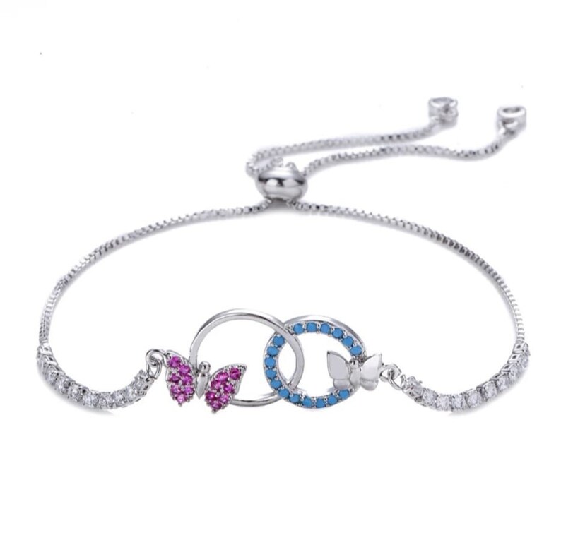 Silver Butterfly Bracelet Butterfly Bracelet Butterfly Jewelry Colorful Butterfly Bracelet,
