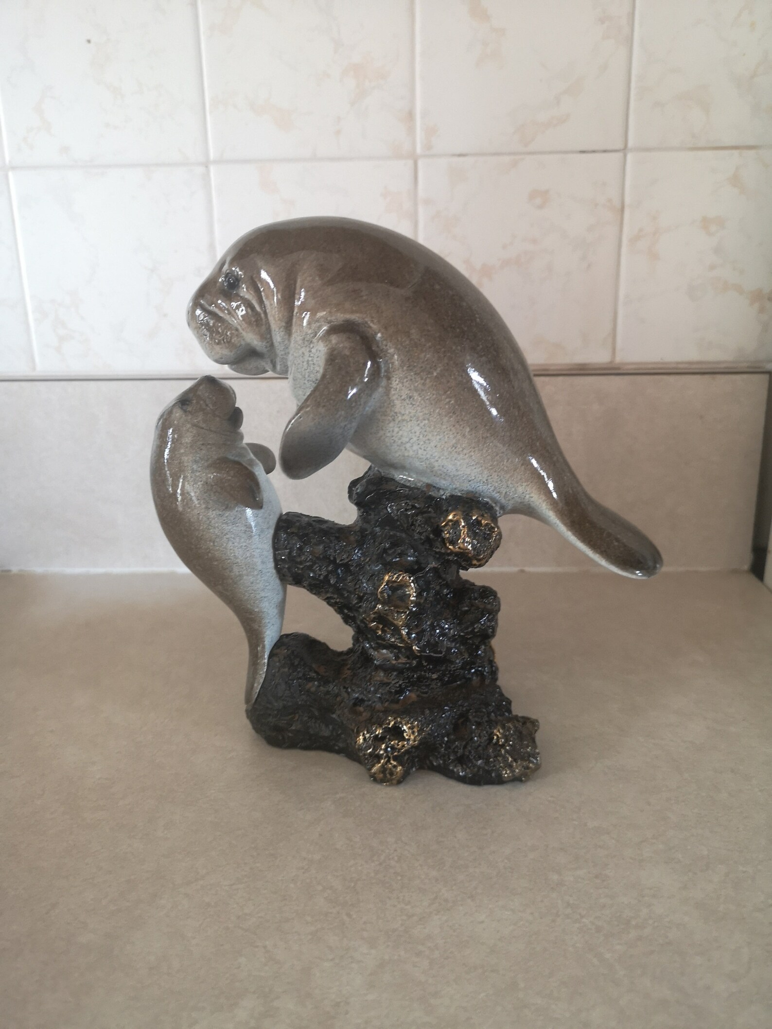 Manatee Figurine Manatee Figure Nautical Grey Statue | Etsy