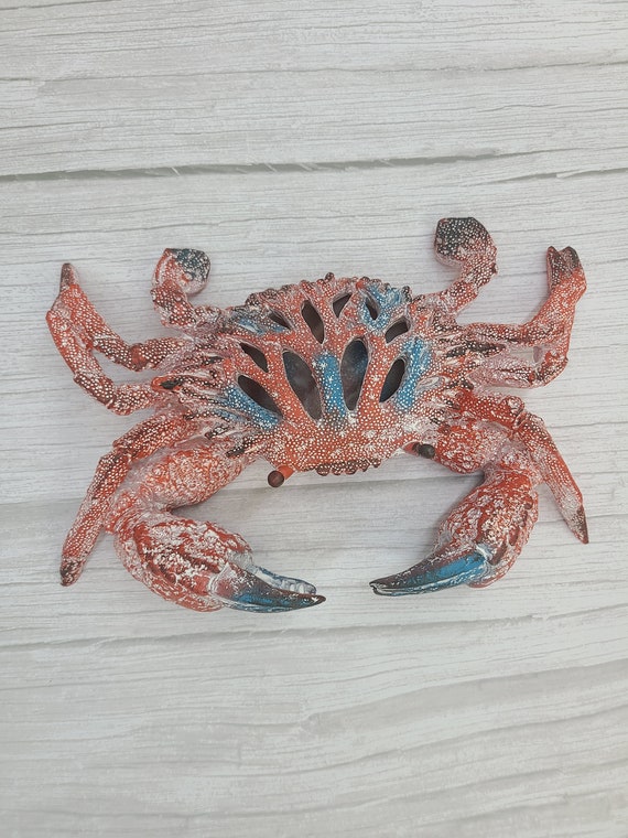 Crab Figurine, Coral Crab Decor, Ocean Decor, Crab Decoration