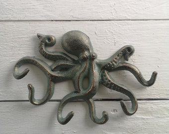 Octopus Hook, Octopus Decor, Nautical Decor, Octopus Key Hook