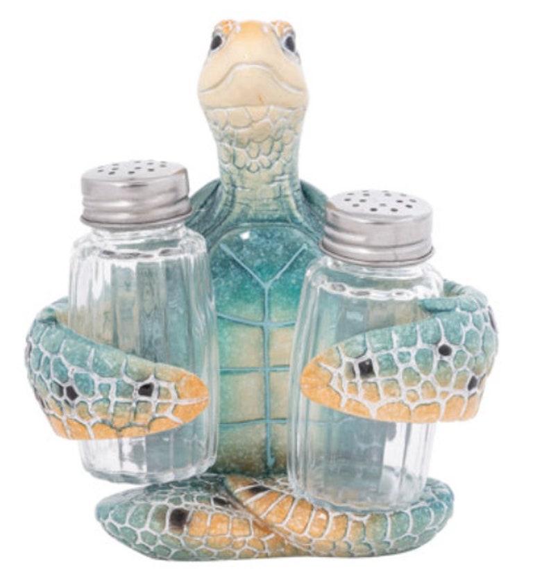 Turtle Salt and Pepper Shakers, Turtle Kitchen Decor, Turtle Salt and Pepper Holders, Turtle Salt and Pepper Set image 2