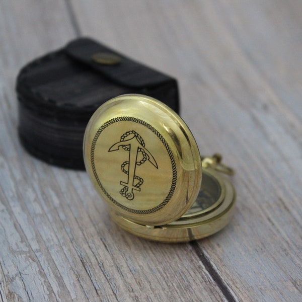 Antique Compass, Vintage Compass, Pocket Compass, Brass Compass, Gold Color Compass