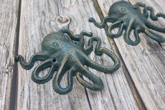 Octopus Hook, Octopus Decor, Nautical Decor, Octopus Key Hook SET