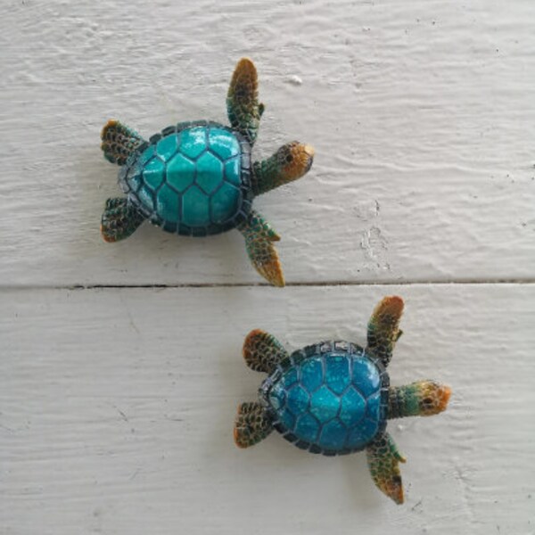 Turtle Figurine SET OF TWO, Blue Turtle, Sea Turtle Figurine, Turtle Figurine, Turtle Gift, Sea Turtle Gift, Turtle Lover