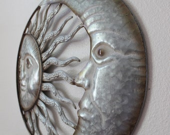 Moon and Sun Face, Moon and Sun Wall Hanging, Metal Wall Hanging, FREE SHIPPING, Patio Decor, Porch Decor, Porch Decoration