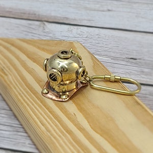 Divers Helmet, Scuba Diving, Scuba Diver Gift, Helmet Keychain Diving Helmet, Nautical Keyring, Vintage Keychain, Brass Key Chain image 7