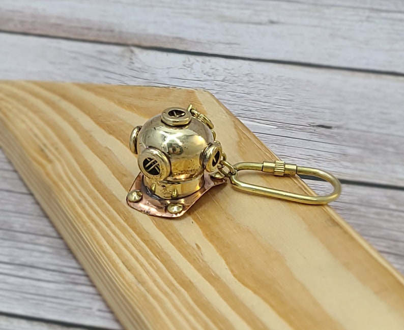 Divers Helmet, Scuba Diving, Scuba Diver Gift, Helmet Keychain Diving Helmet, Nautical Keyring, Vintage Keychain, Brass Key Chain image 7