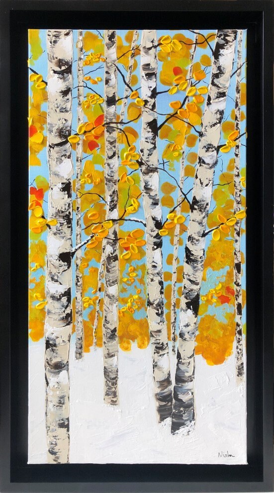 Aspen Tree Painting with Lake Aspen Tree Art Birch Tree | Etsy