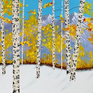 Aspen Tree Painting, Large Aspen Tree Art, Birch Tree Original Aspen tree hand painted by Nisha Ghela