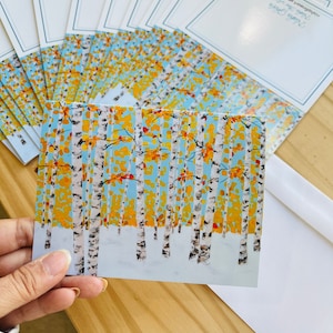 Aspen Art Note Cards (5) - Juego de 5 tarjetas de notas plegadas, 5,5 x 4 pulgadas con sobres, tarjetas de agradecimiento de Nisha Ghela