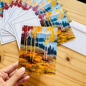 Cartes de correspondance Aspen Art (5) - Lot de 5 cartes de correspondance pliées, 5,5 x 10,4 cm avec enveloppes, cartes de remerciement par Nisha Ghela