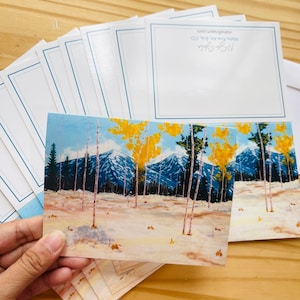 Aspen Art Note Cards (5) - Set van 5 gevouwen notitiekaarten, 5,5 x 4 inch met enveloppen, bedankkaarten door Nisha Ghela