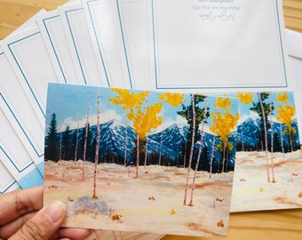 Aspen Art Note Cards (5) - Set of 5 Folded Note Cards, 5.5 x 4 inches with Envelopes, Thank You Cards by Nisha Ghela