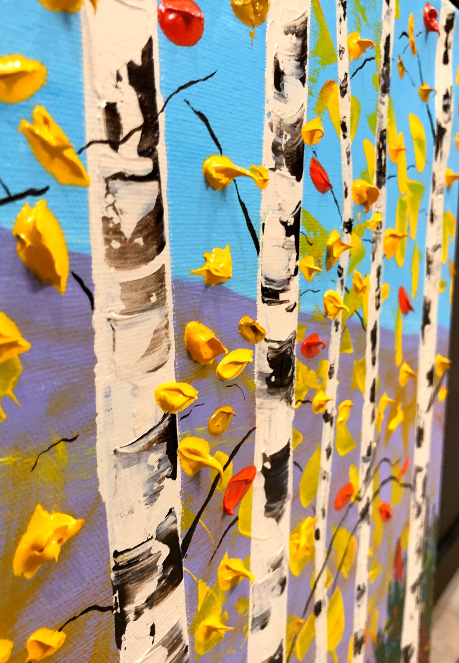 Aspen Tree Art Original Fall Colors Wall Art birch tree Etsy