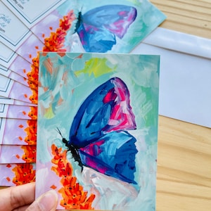 Butterfly Art Note Cards (5) - Set van 5 gevouwen notitiekaarten, 5,5 x 4 inch met enveloppen, bedankkaarten van Nisha Ghela