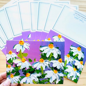 Daisy Art Note Cards (5) - Ensemble de 5 cartes de notes pliées, 5,5 x 4 pouces avec enveloppes, cartes de remerciement par Nisha Ghela