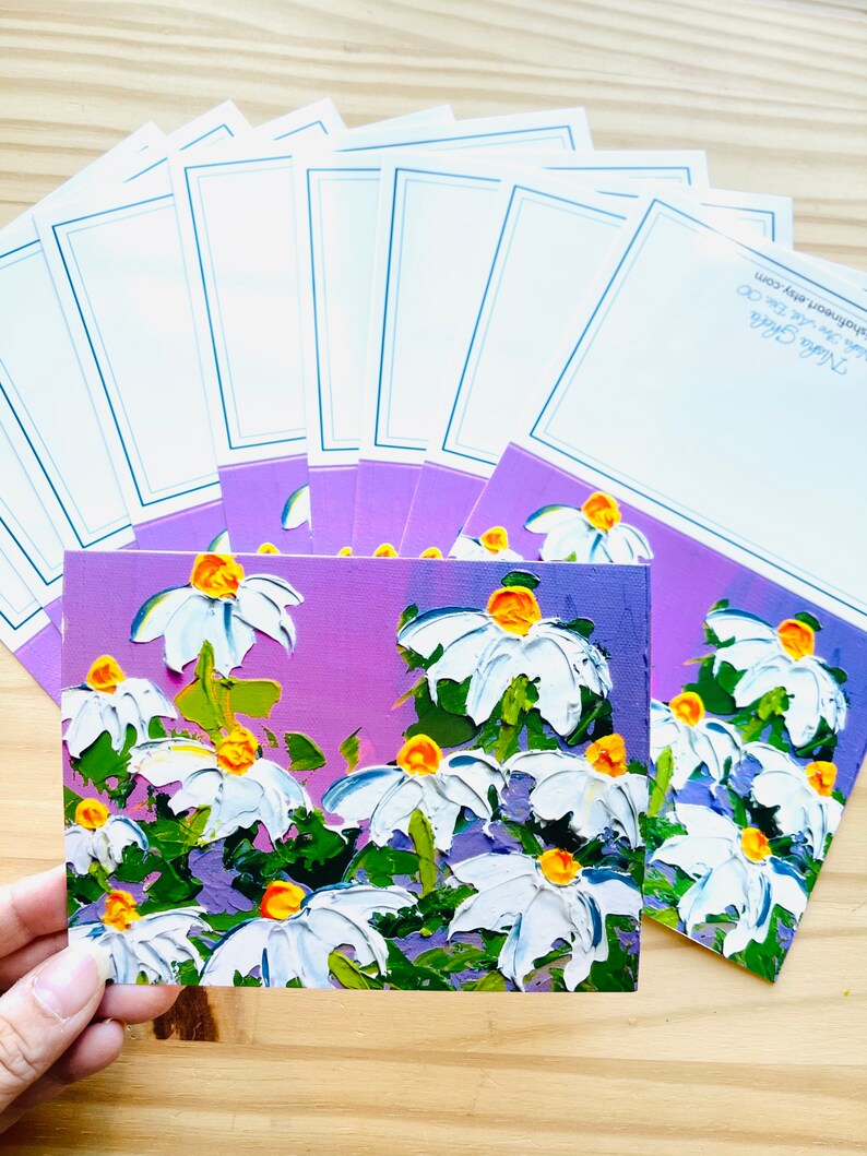 Daisy Art Note Cards (5) - Set of 5 Folded Note Cards, 5.5 X 4 Inches ...