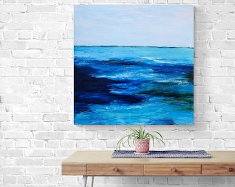 Abstrakte Meereslandschaft, Acrylbild, Acrylbild auf Leinwand, Meereslandschaft, Leinwandbild | Geschenk Kunst von Nisha Ghela