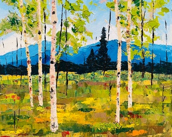 Aspen Tree Painting, Aspen Tree Art, Birch Tree Painting Original by Nisha Ghela