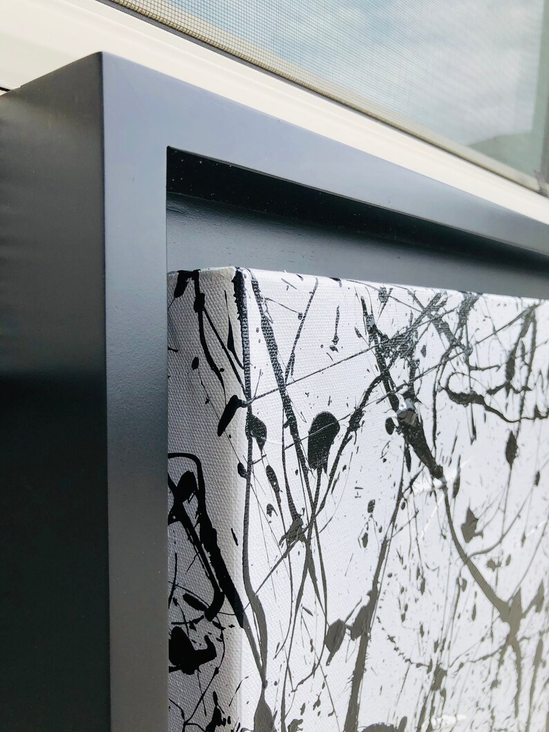 Jackson Pollock Style Painting Black and White Canvas Art Etsy Australia