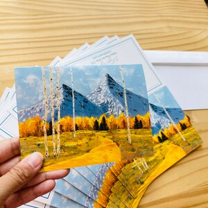 Cartes de correspondance Aspen Art (5) - Lot de 5 cartes de correspondance pliées, 5,5 x 10,4 cm avec enveloppes, cartes de remerciement par Nisha Ghela