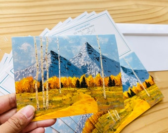 Aspen Art Note Cards (5) - Set of 5 Folded Note Cards, 5.5 x 4 inches with Envelopes, Thank You Cards by Nisha Ghela