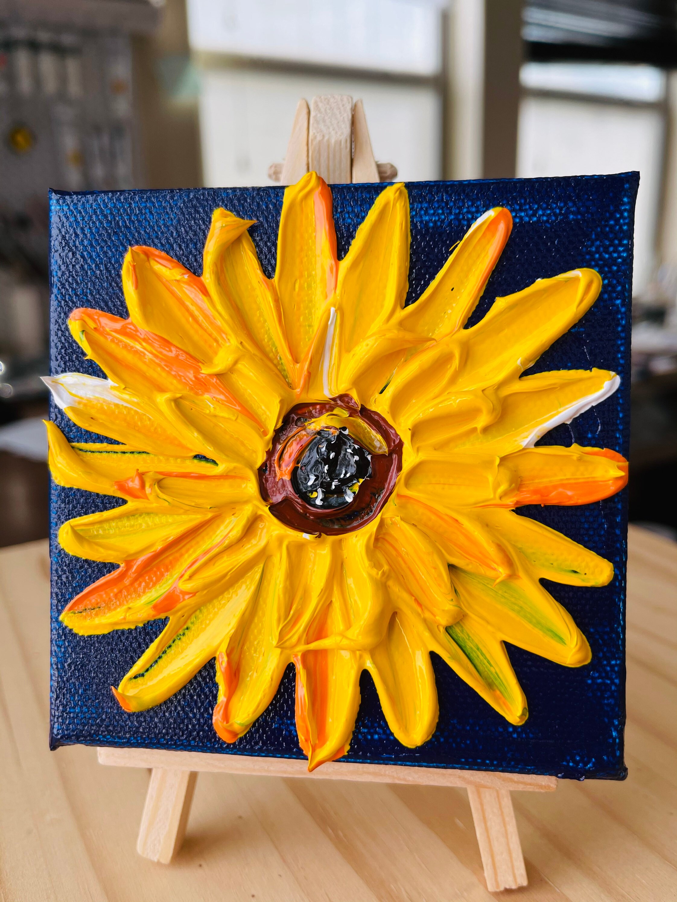 Sunflower Painting Mini Canvas with easel, Sunflower Gifts by Nisha Gh –  Nisha Fine Art