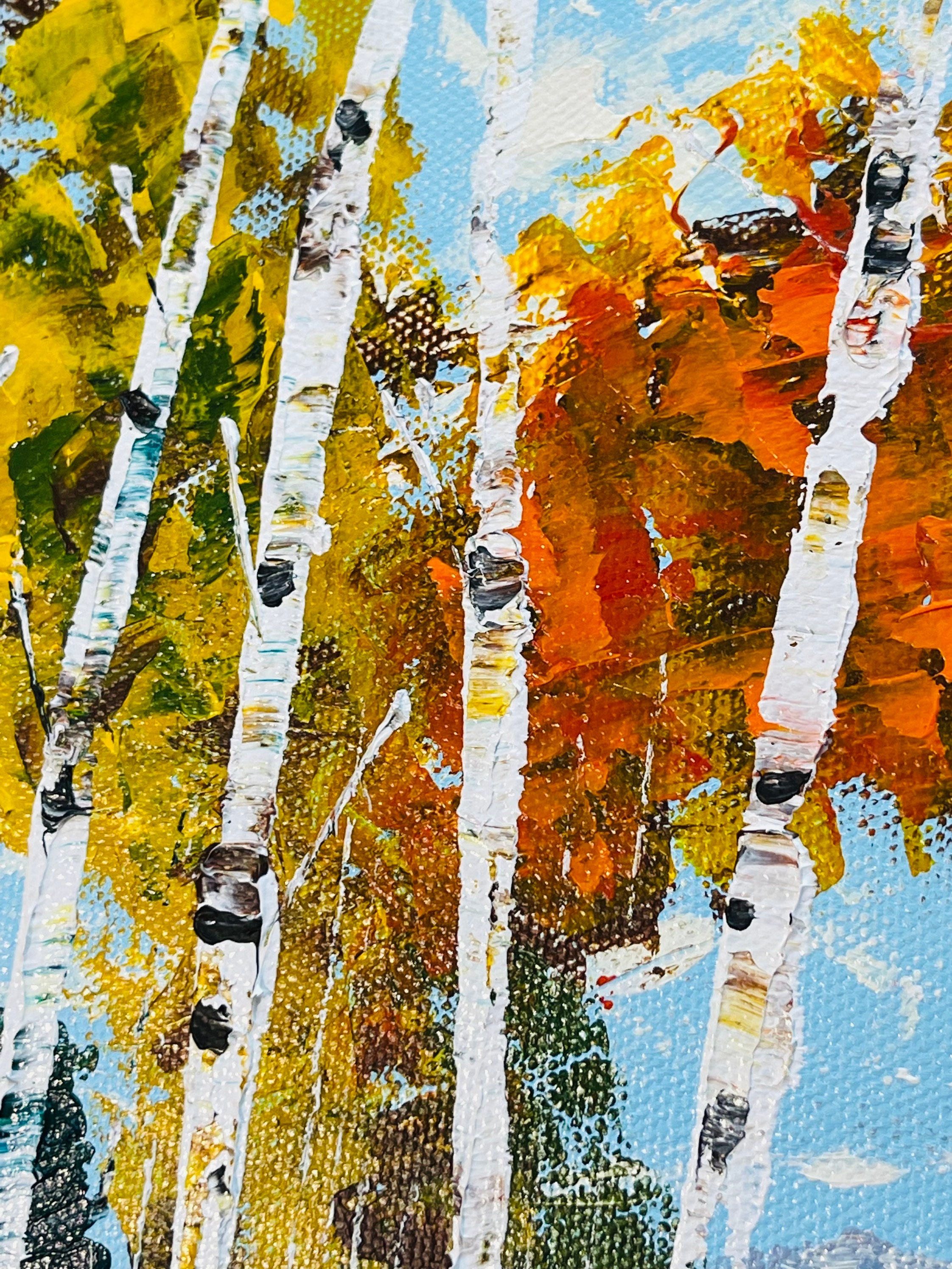 Fall Landscape Painting, Aspen Tree Art, Birch Tree Painting Original ...