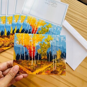 Cartes de correspondance Aspen Art (5) - Lot de 5 cartes de correspondance pliées, 5,5 x 10,4 cm avec enveloppes, cartes de remerciement par Nisha Ghela