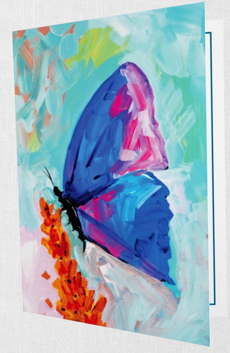 Butterfly Art Note Cards 5 Set of 5 Folded Note Cards, 5.5 X 4 Inches ...