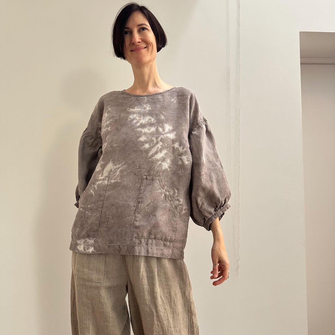 Linen blend top - Light feather gray