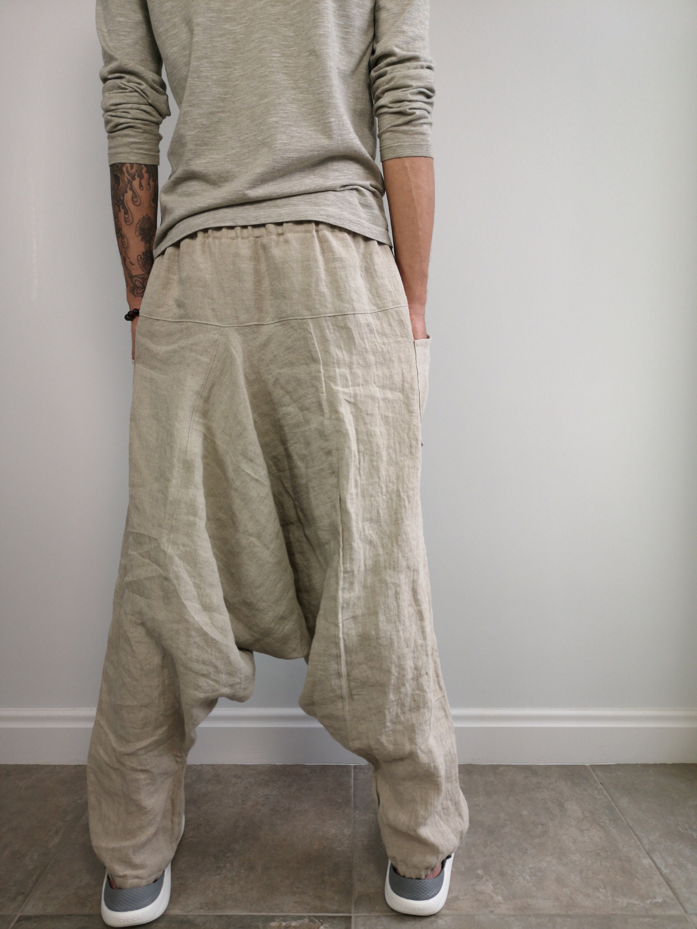 Undyed Natural Linen Unisex Harem Pants / Trousers Relaxed - Etsy