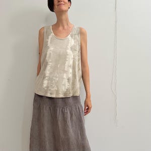 Green Eco Dyed Organic Cotton Tank Top, Tie-dyed Plant-dyed Naturally Dyed Cotton Tank Top Size L