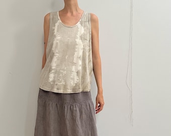Green Eco Dyed Organic Cotton Tank Top, Tie-dyed Plant-dyed Naturally Dyed Cotton Tank Top Size L