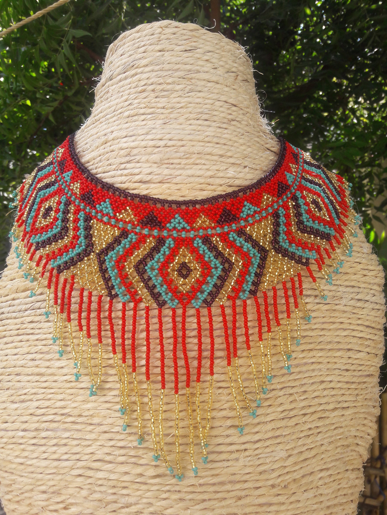 Mexican Handmade Necklace, Beaded Necklace, Huichol Handmade Mexican Necklace. Etsy Hong Kong