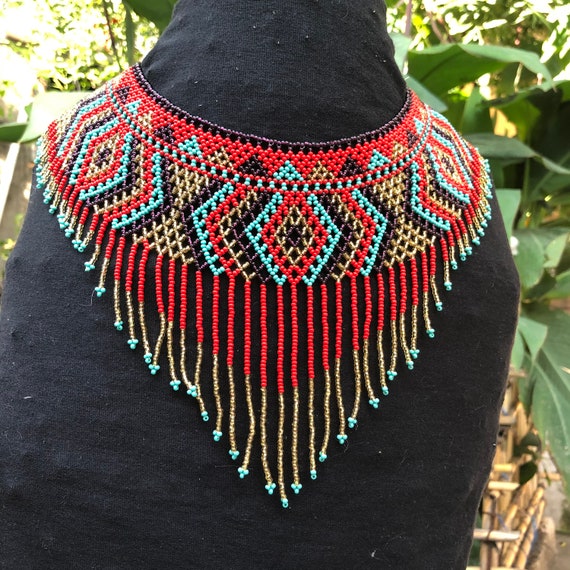 huichol art,3 pcs mexican Elegant Fine necklace beads Set Handmade | eBay