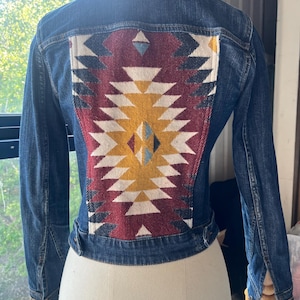 Artisanal Upcycled Aztec  Jean Jacket