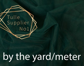 Hunter Green Tulle Fabric by the Yard, Color #36 Hunter Green Tulle, Soft Dark Green Tulle by the Meter, High Quality Green Tulle 118&quot; Wide