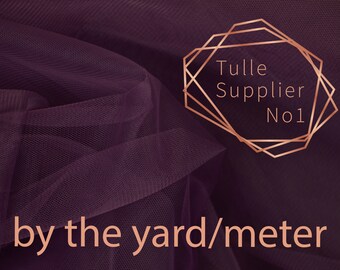 Eggplant Tulle Fabric by the Yard, Color #45 Eggplant Tulle, Soft Dark Purple Tulle by the Meter, High Quality Soft Tulle Fabric 118&quot; Wide