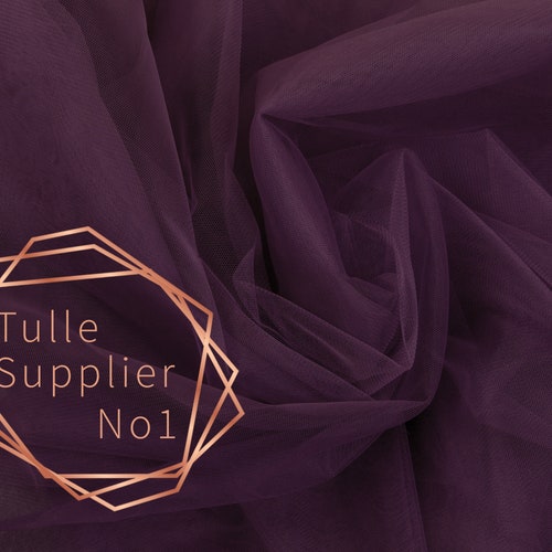 Dusty Purple tulle fabric, Dark purple tulle by the roll COLOR #44, Soft shops 3m wide tulle bolt